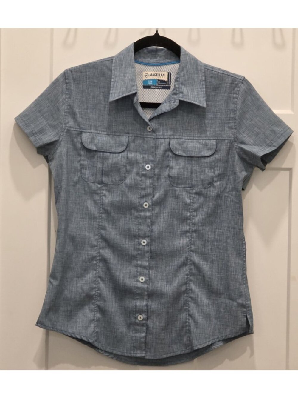 Magellan Outdoors Women's Small Aransas Pass Heathered Blue Fishing Shirt